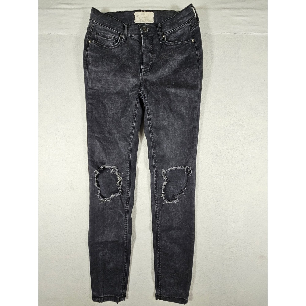 Free People Distressed Skinny Jeans Faded Black High Rise Size 26 OB1855-10015